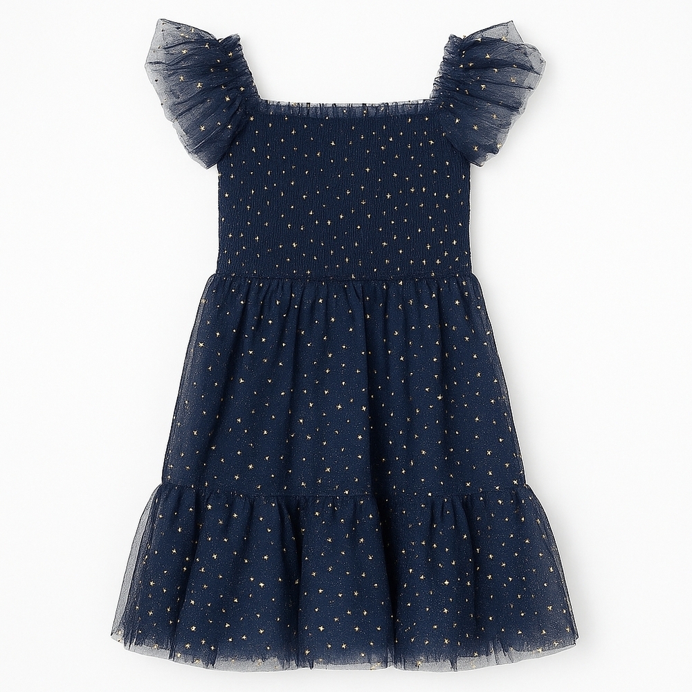 Rare Editions Navy Glitter Tulle Dress – Size 14 Kids – Excellent Condition